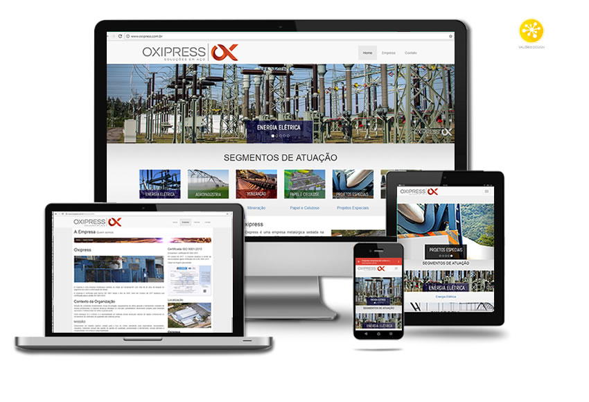 Projeto de redesign de web site e atualização de conteúdo, desenvolvido de forma responsiva para o site institucional da empresa Oxipress, atuação no segmento de corte e conformação de metais. Com galeria de imagens. 